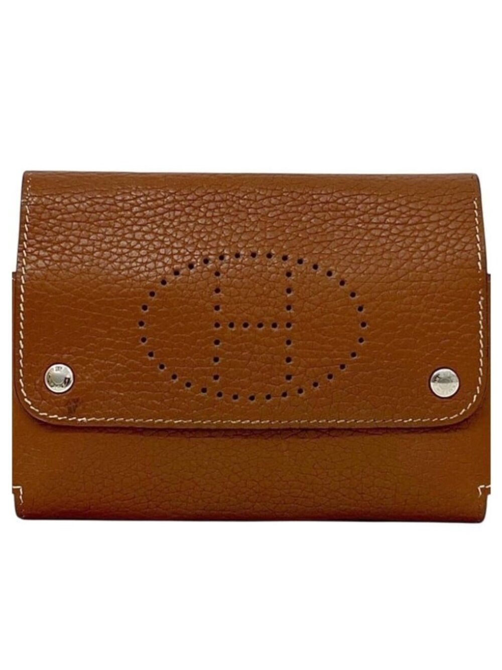 Hermes Pouch Etui Cartes GM Case Leather Brown Perforated Logo
